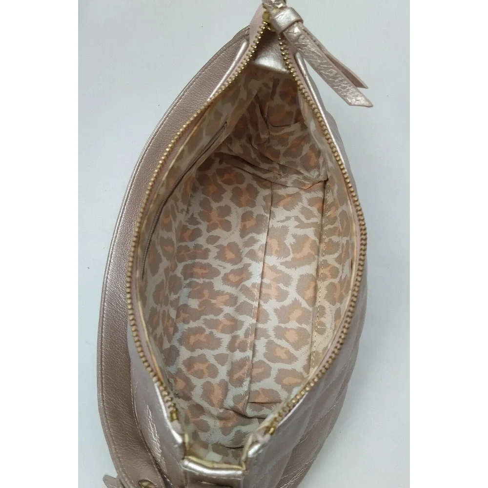 Rebecca Taylor Metallic Gold Leather Quilted Zipper Hobo Shoulder Bag - NWoT